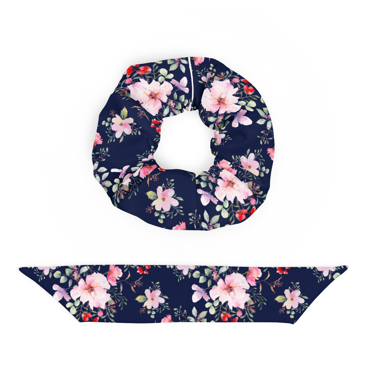 Floral scrunchie on a white background