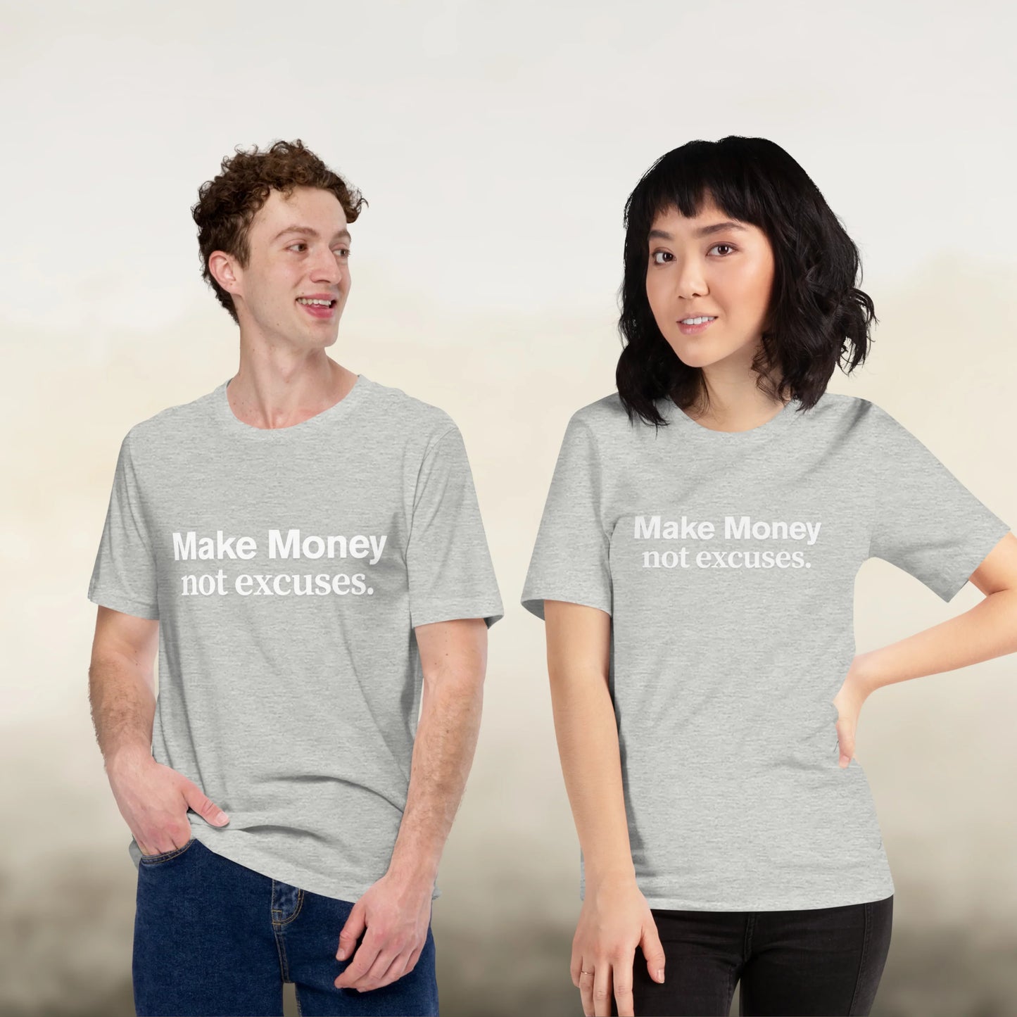 Make Money Not Excuses motivational t-shirt for entrepreneurs and hustlers