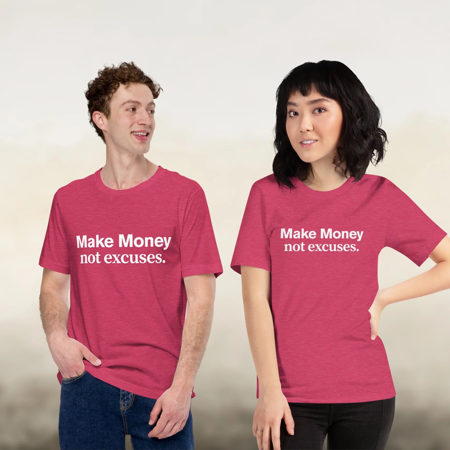 Make Money Not Excuses motivational t-shirt for entrepreneurs and hustlers