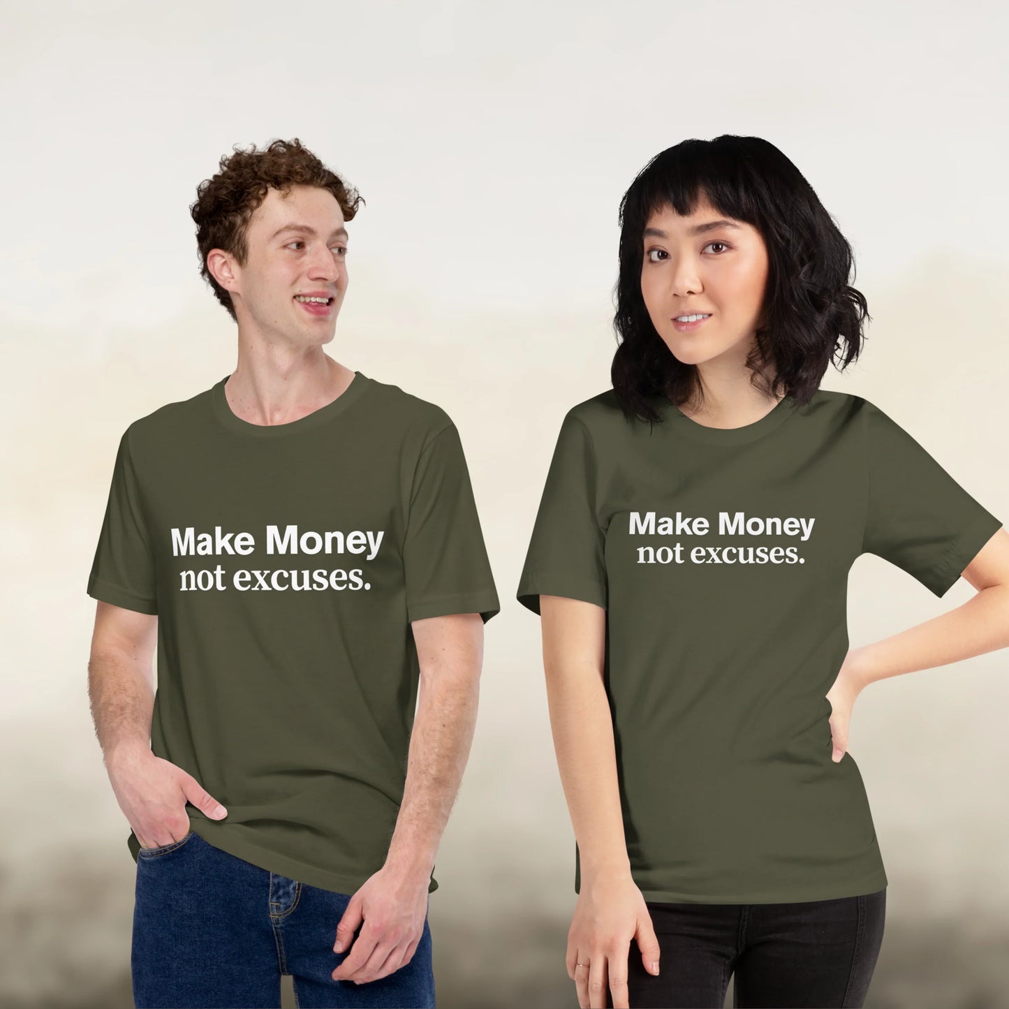 Make Money Not Excuses motivational t-shirt for entrepreneurs and hustlers