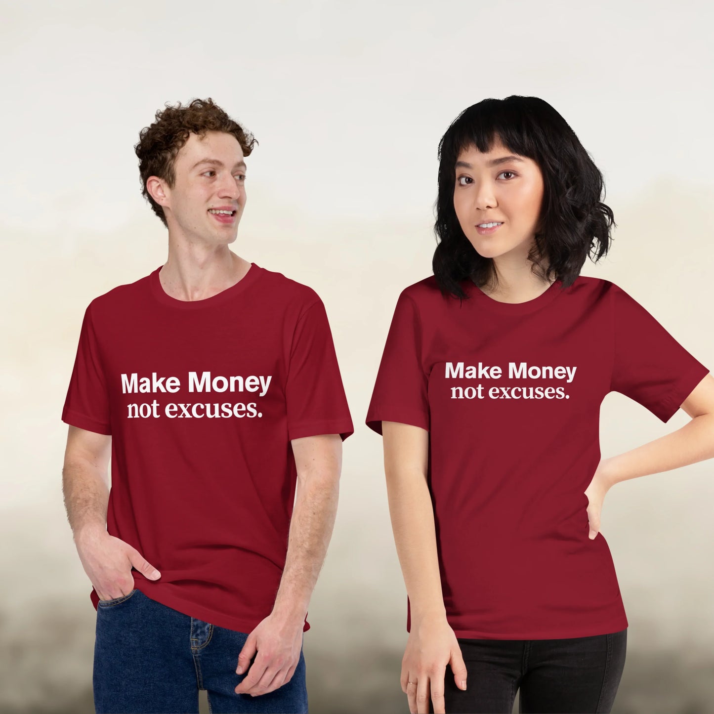 Make Money Not Excuses motivational t-shirt for entrepreneurs and hustlers