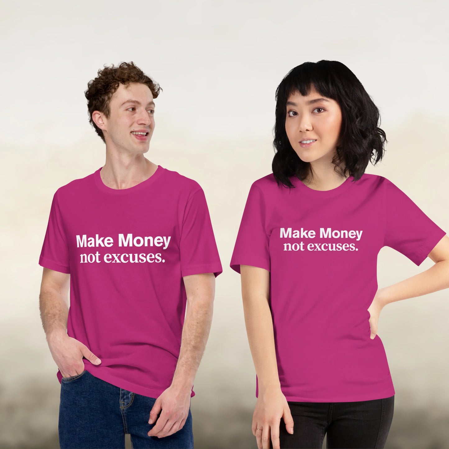 Make Money Not Excuses motivational t-shirt for entrepreneurs and hustlers