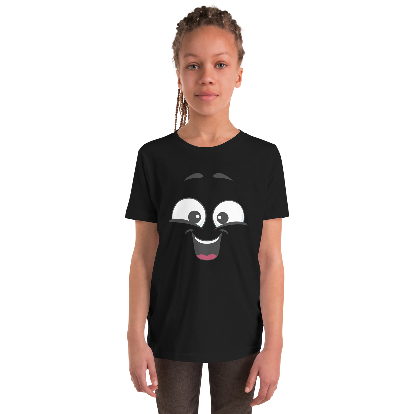 Child wearing a cheeky smiley face t-shirt – unisex kids clothing