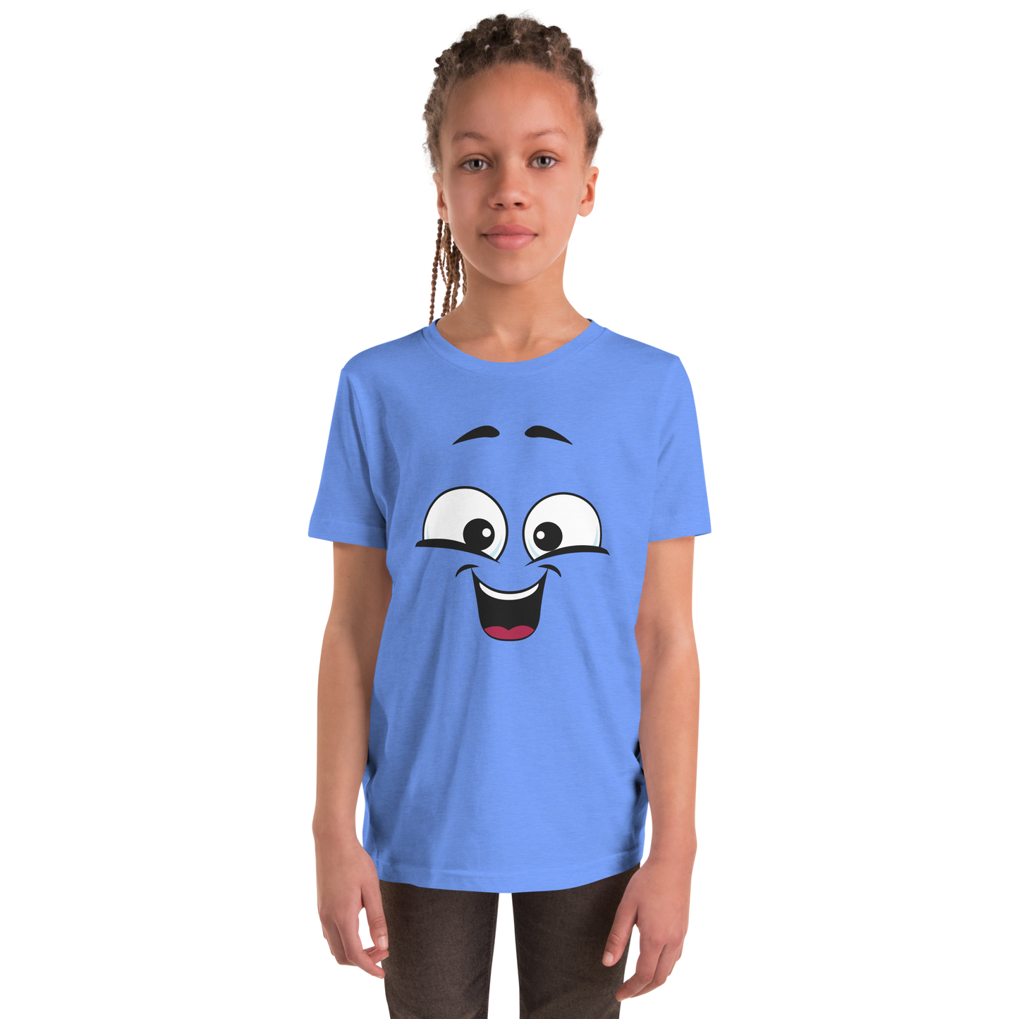 Child wearing a cheeky smiley face t-shirt – unisex kids clothing
