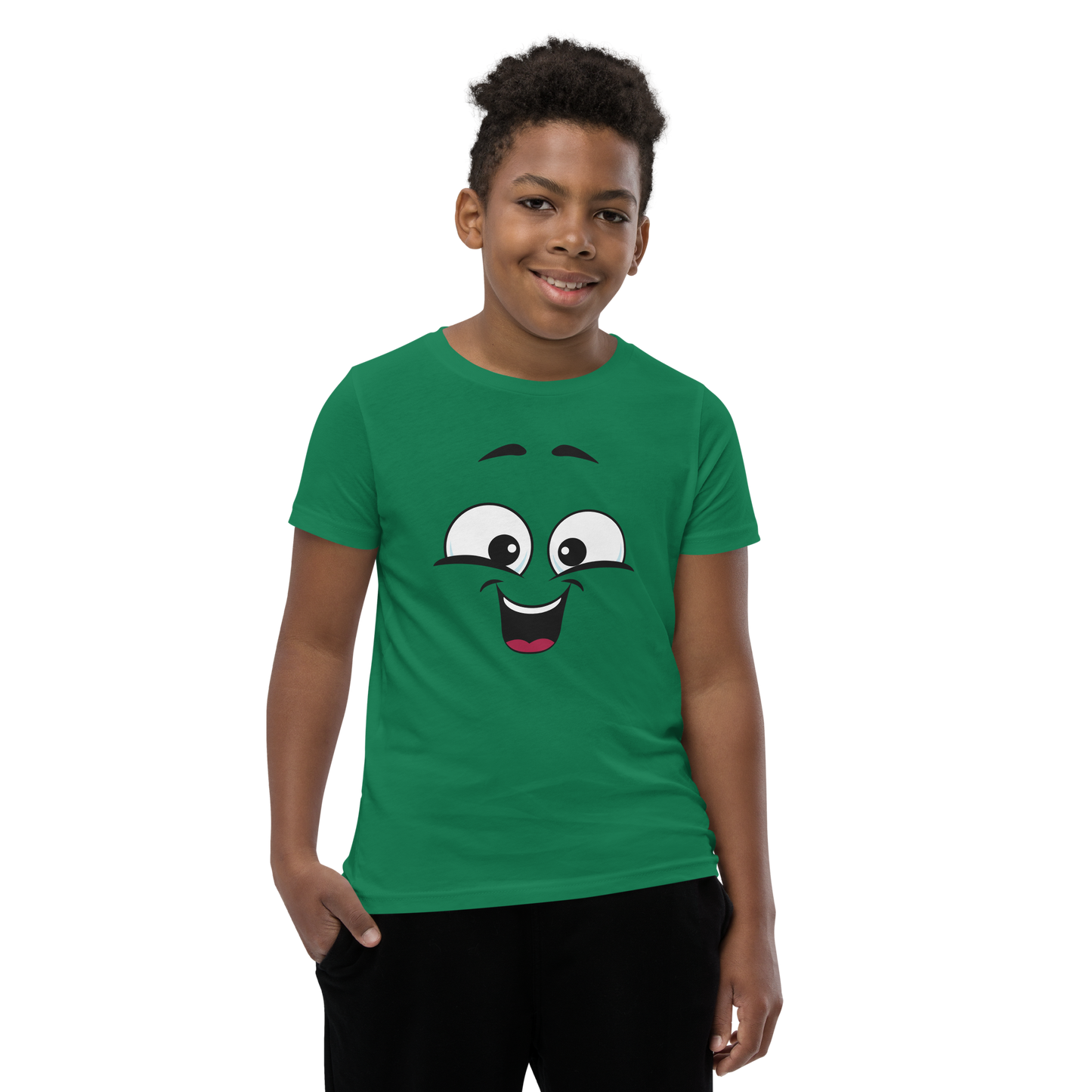 Child wearing a cheeky smiley face t-shirt – unisex kids clothing