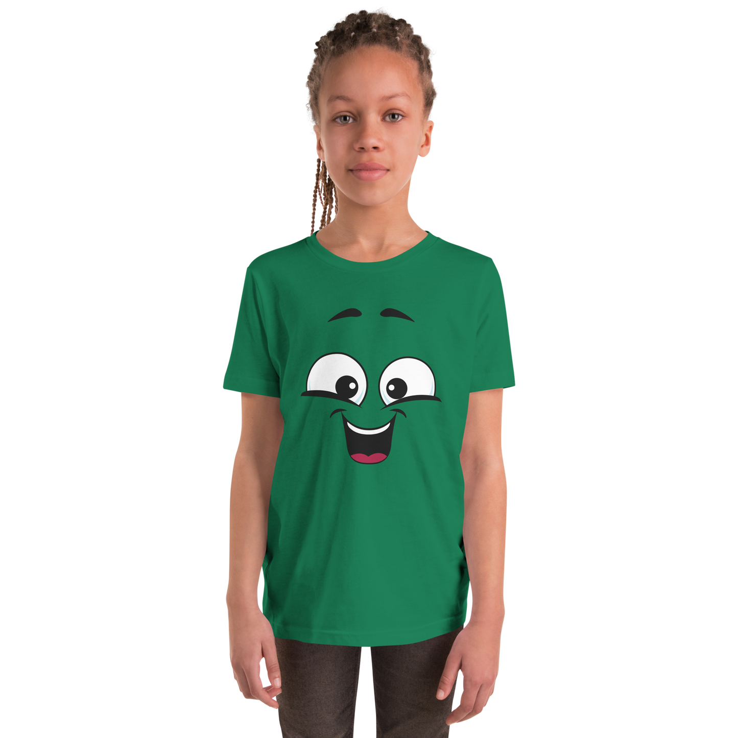 Child wearing a cheeky smiley face t-shirt – unisex kids clothing