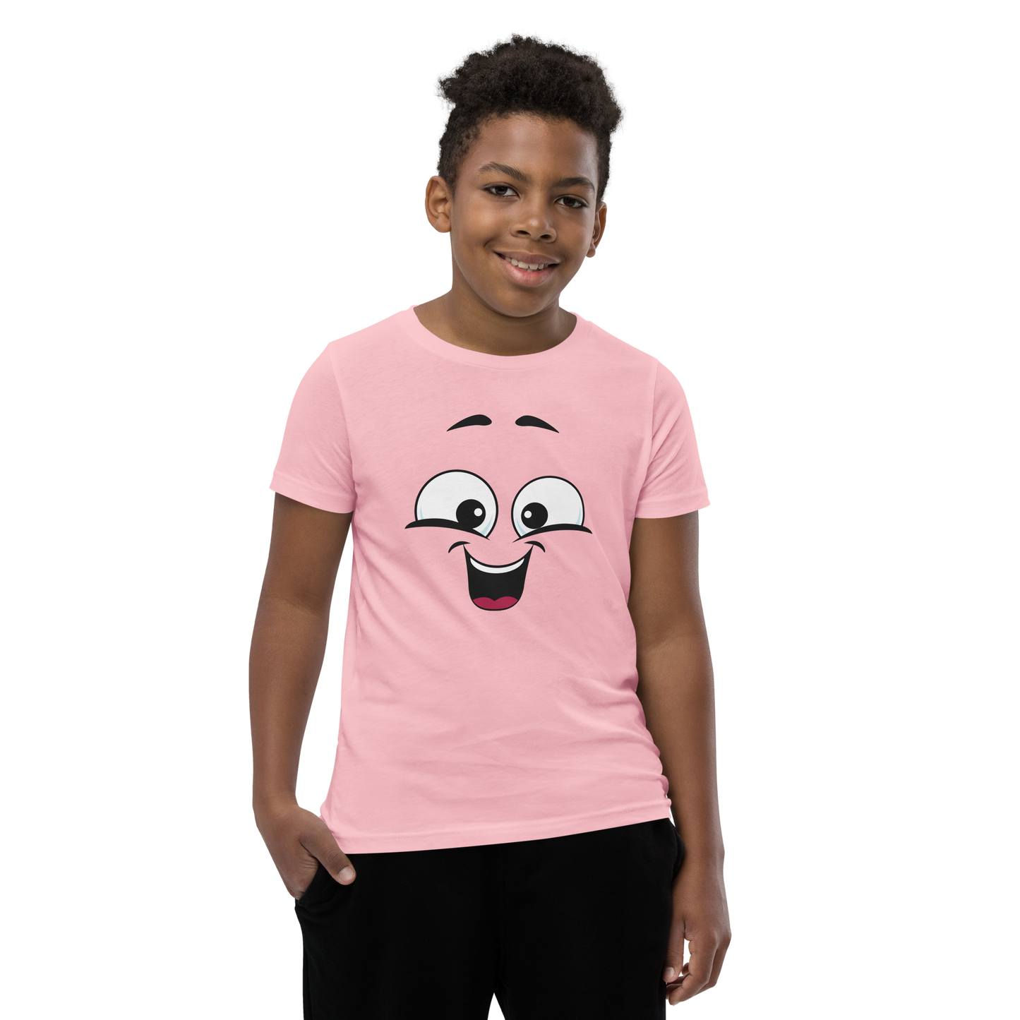 Child wearing a cheeky smiley face t-shirt – unisex kids clothing