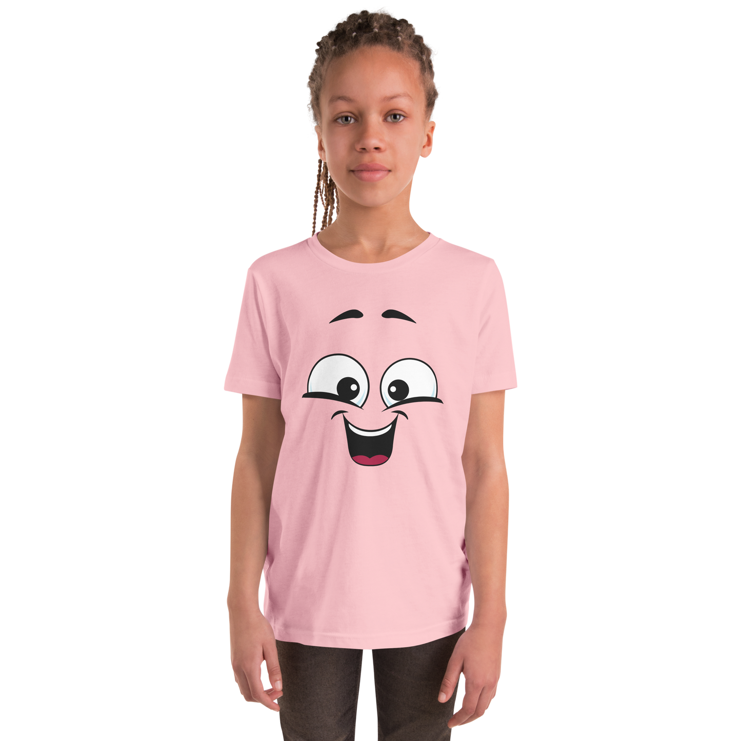 Child wearing a cheeky smiley face t-shirt – unisex kids clothing