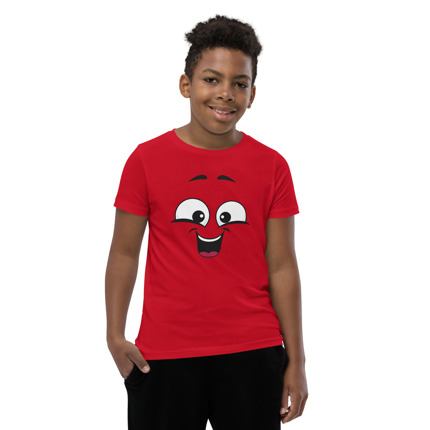 Child wearing a cheeky smiley face t-shirt – unisex kids clothing