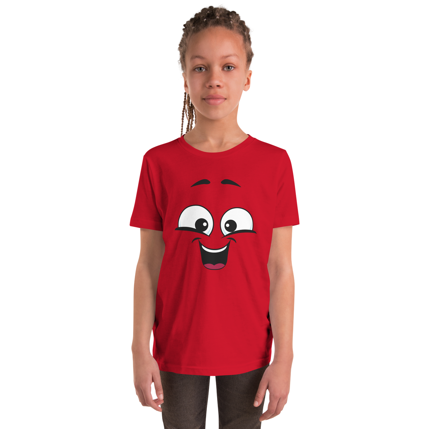Child wearing a cheeky smiley face t-shirt – unisex kids clothing