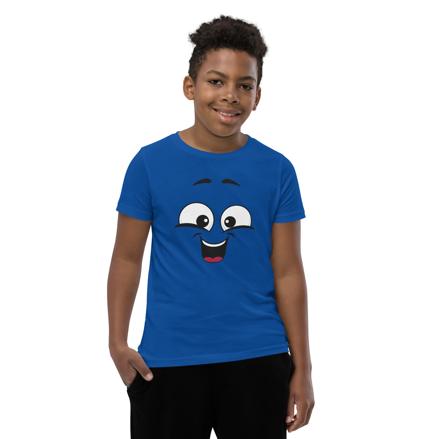 Child wearing a cheeky smiley face t-shirt – unisex kids clothing