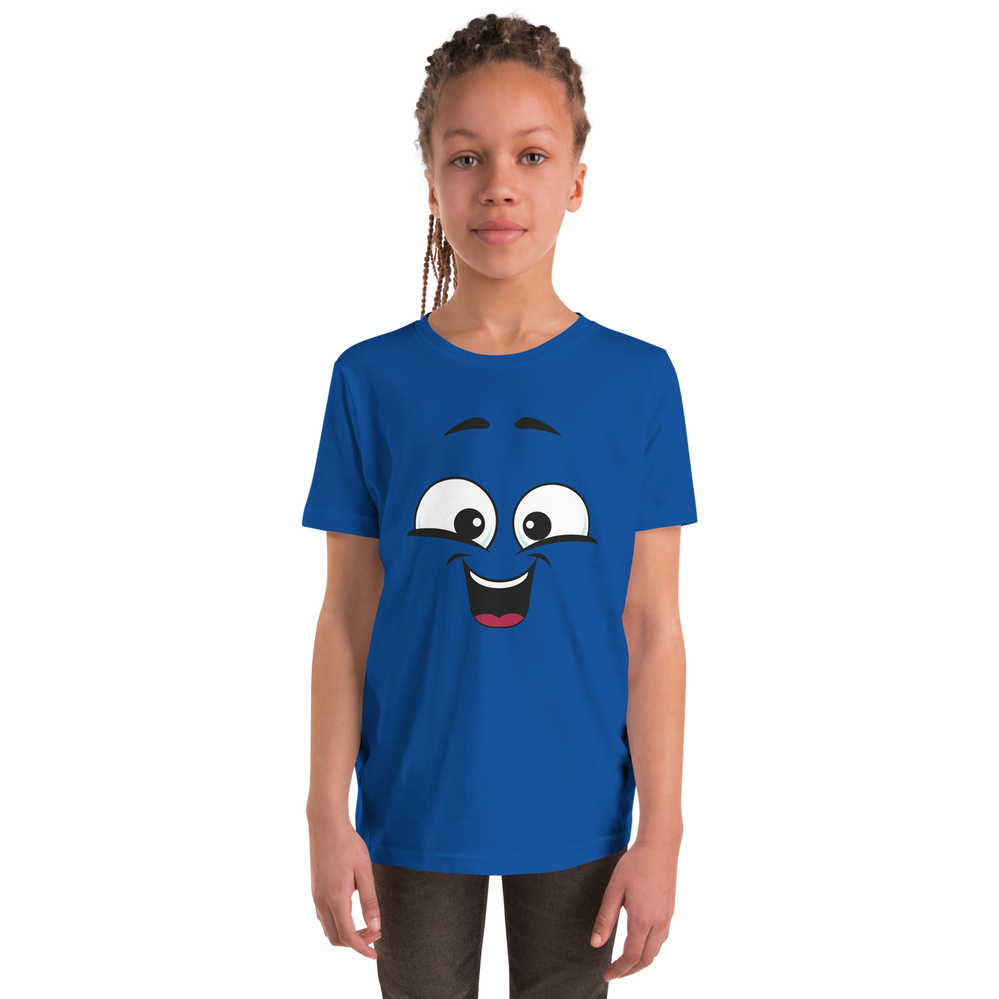 Child wearing a cheeky smiley face t-shirt – unisex kids clothing