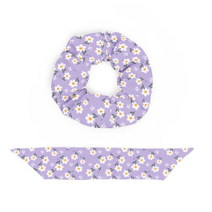 Floral patterned scrunchie on a white background