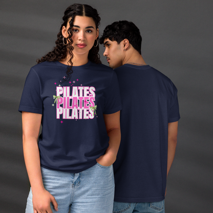 Pilates t-shirt with soft green bow – aesthetic activewear for women