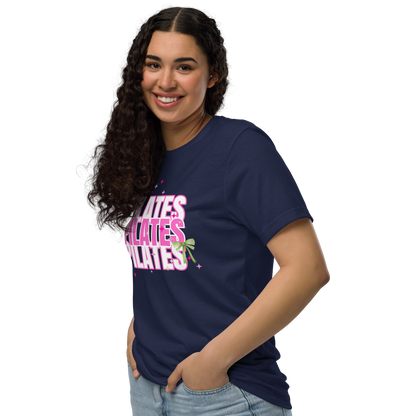 Pilates t-shirt with soft green bow – aesthetic activewear for women