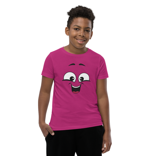 Child wearing a cheeky smiley face t-shirt – unisex kids clothing