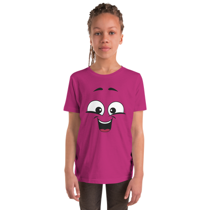 Child wearing a cheeky smiley face t-shirt – unisex kids clothing
