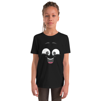 Child wearing a cheeky smiley face t-shirt – unisex kids clothing