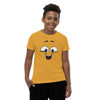 Child wearing a cheeky smiley face t-shirt – unisex kids clothing