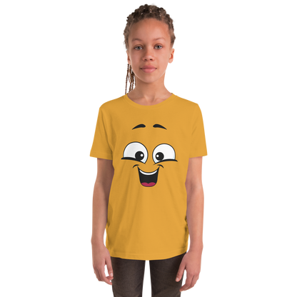 Child wearing a cheeky smiley face t-shirt – unisex kids clothing