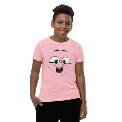 Child wearing a cheeky smiley face t-shirt – unisex kids clothing