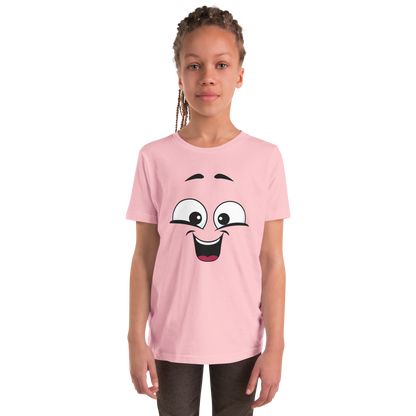 Child wearing a cheeky smiley face t-shirt – unisex kids clothing