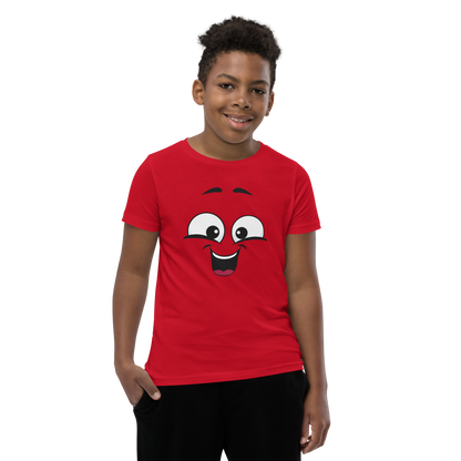 Child wearing a cheeky smiley face t-shirt – unisex kids clothing