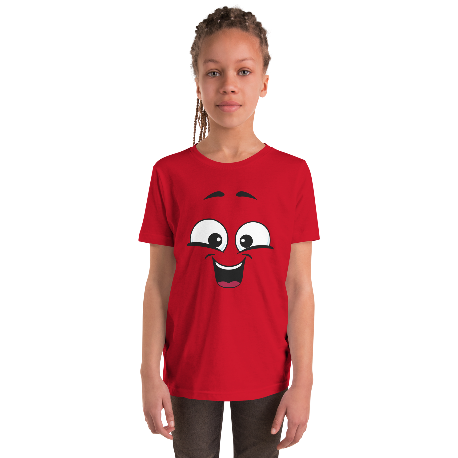 Child wearing a cheeky smiley face t-shirt – unisex kids clothing