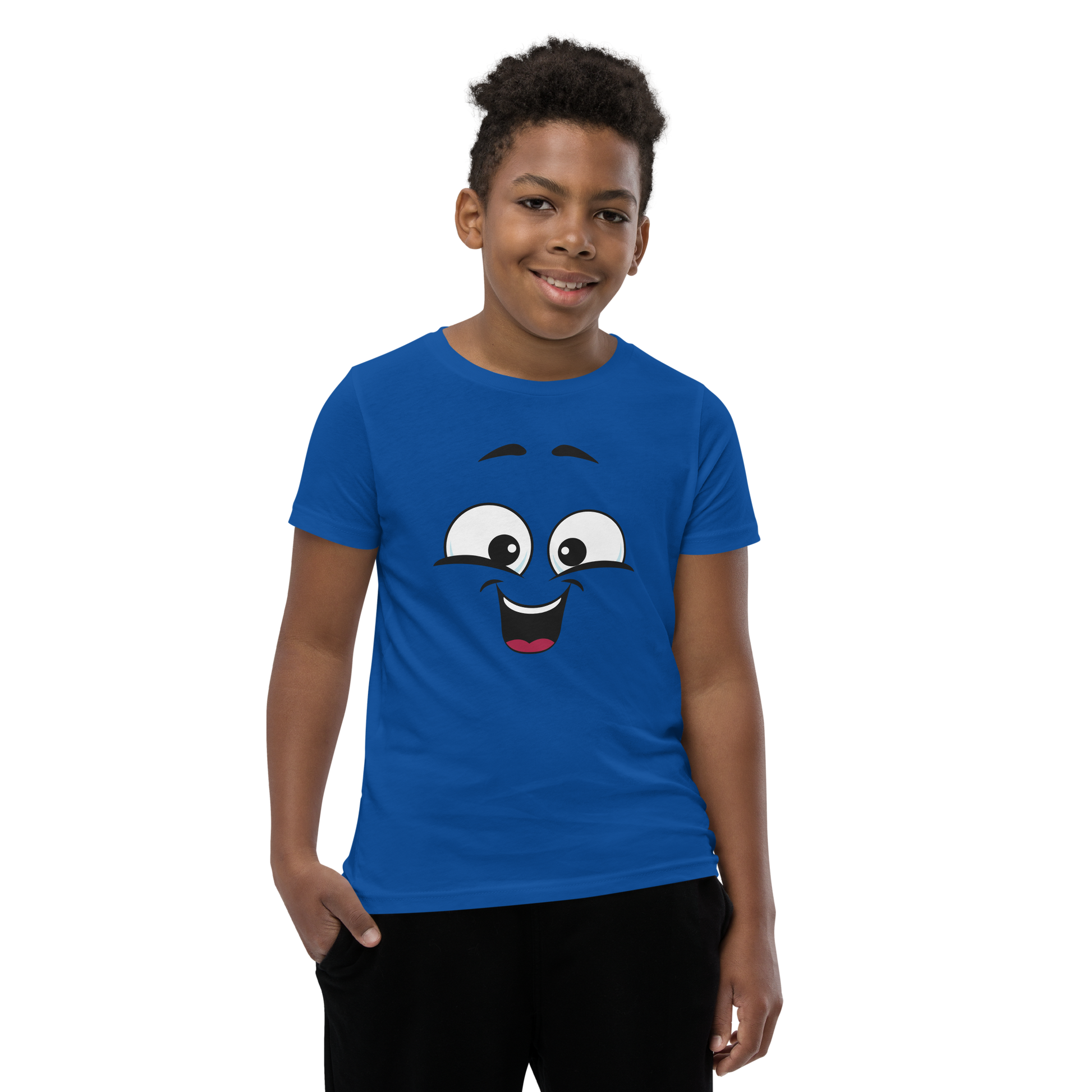Child wearing a cheeky smiley face t-shirt – unisex kids clothing